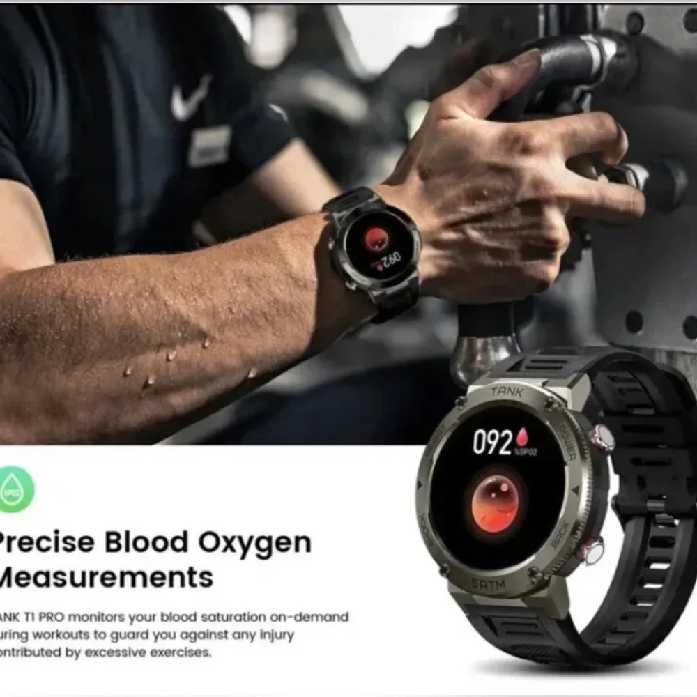 KOSPET‎ TANK T1 Pro Digital Watch High Clarity Fitness Tracker Men BT Calling.